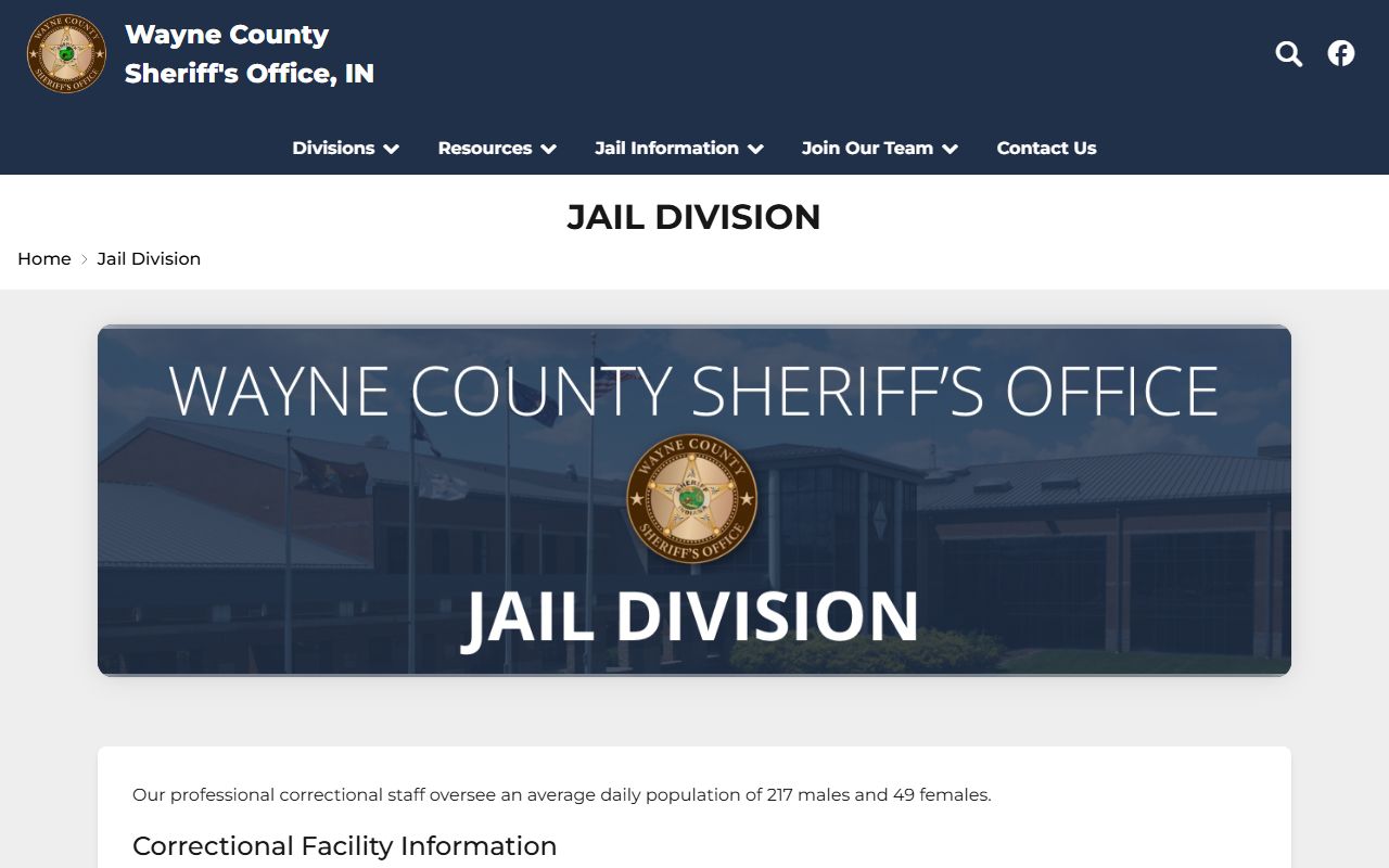 Wayne County Jail Division inmate population and facility information
